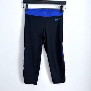 NIKE PRO Dri Fit Polyester Spandex Black & Purple Crop Pants Small